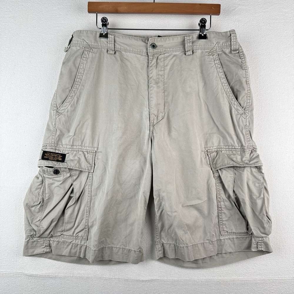 Vtg Ralph Lauren Polo Jeans Co Men's 36 Cargo Shorts Beige Military Surplus